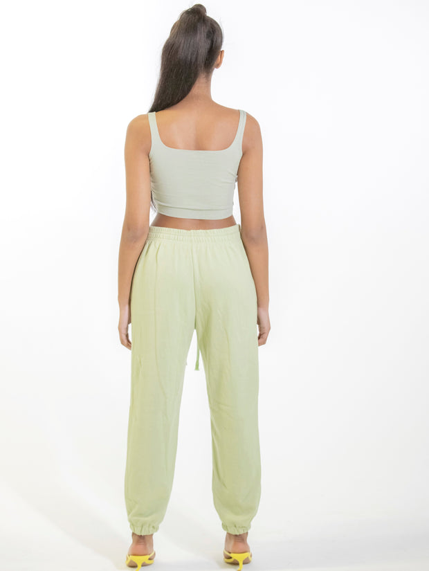 Green Spring lilac joggers